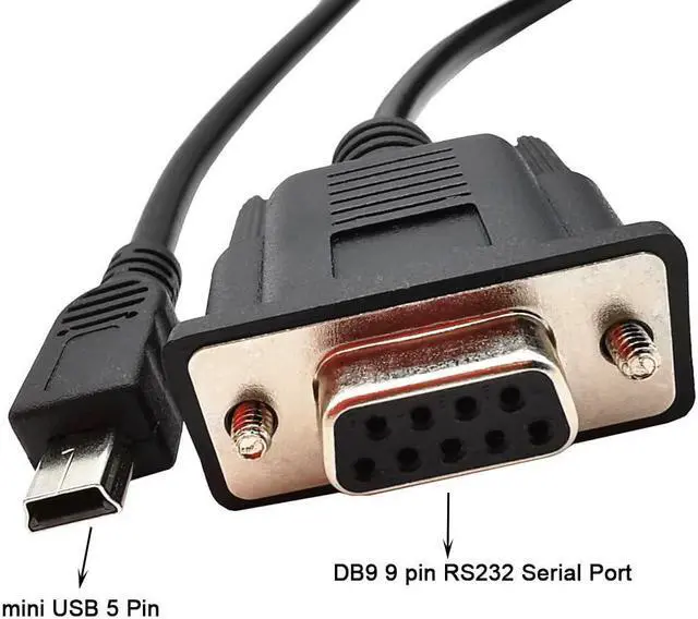 Alt view image 3 of 7 - USB to RS232 Serial Adapter USB Mini 5 Pin Male to DB9 9 Pin Female Serial Converter Cable 1.8M/6Feet (Mini USB to RS232 Serial)
