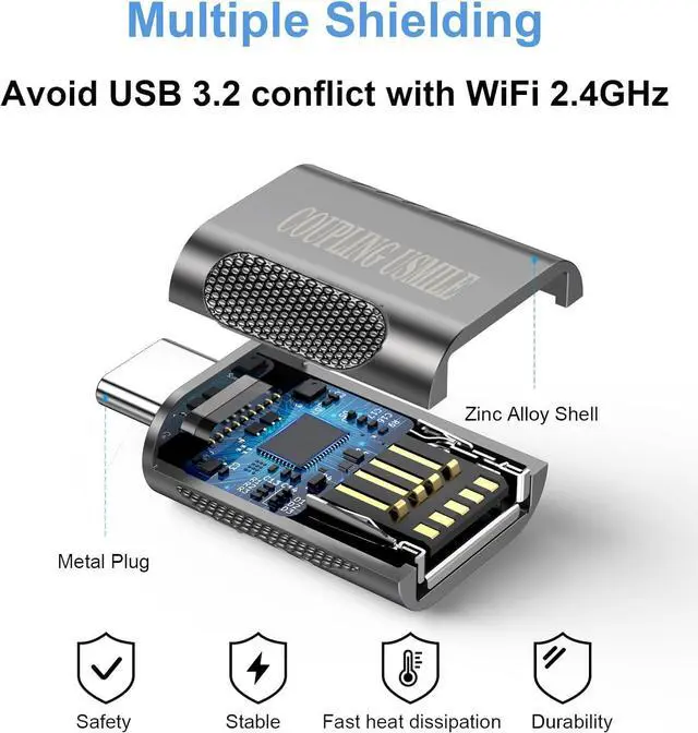 Alt view image 2 of 7 - USB C to USB Adapter [4 Pack] USB C to A Adapter | Type C to USB|10Gbps High-Speed | USB OTG Convert | Compatible with MacBook Pro/Air iPhone 15 Laptops Tablets