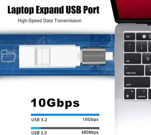 Alt view image 3 of 7 - USB C to USB Adapter [4 Pack] USB C to A Adapter | Type C to USB|10Gbps High-Speed | USB OTG Convert | Compatible with MacBook Pro/Air iPhone 15 Laptops Tablets