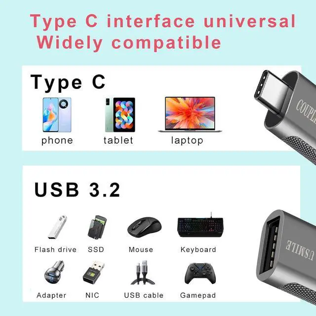 Alt view image 6 of 7 - USB C to USB Adapter [4 Pack] USB C to A Adapter | Type C to USB|10Gbps High-Speed | USB OTG Convert | Compatible with MacBook Pro/Air iPhone 15 Laptops Tablets