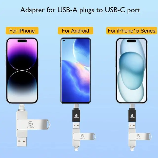 Alt view image 7 of 7 - USB-to-USB C-Adapter 2 Pack USB-C-Adapter USB-3.0-to-USB C-Male-Adapter OTG-USB C-to-USB-Female-Adapter USB toUSB C Converter Compatible with iPhone15/iPad/Android/MacBook/Thunderbolt 4/3