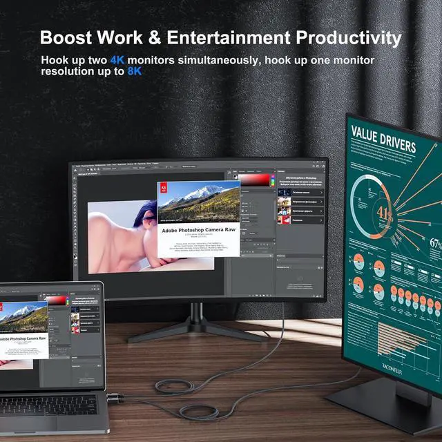 Alt view image 7 of 7 - DisplayPort Cable 1.4 15FT DP Display Port Cord (8K@60Hz 4K@144Hz 2K@240Hz 32.4Gbps) Braided Male to Male Compatible for Computer Monitor PC Gaming Laptop TV