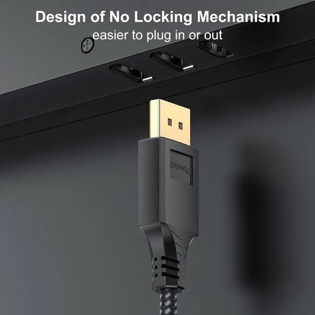 Alt view image 5 of 7 - DisplayPort Cable 1.4 3Ft Display Port DP Cord (8K@60Hz 4K@144Hz 2K@165Hz 1080P@240Hz 32.4Gbps) 3 Feet Braided Sheath Male to Male for Computer Monitor PC Gaming Laptop TV