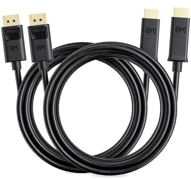 Main image of 2-Pack Unidirectional DisplayPort to HDMI Cable - 6ft Gold-Plated DP to HDMI Cable Display Port to HDTV/Monitor/Projector Conversion Cord