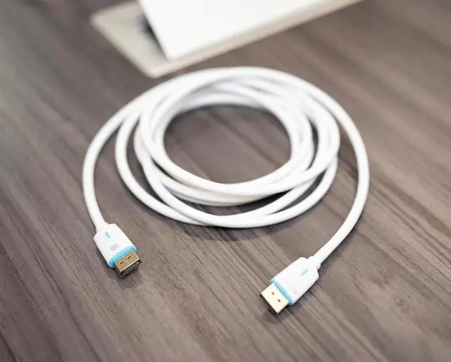 Alt view image 3 of 7 - DisplayPort 1.4 Cable 8K 60Hz 4K 120Hz HDR Cotton Braided - 10ft DisplayPort to DisplayPort White | Ideal for Laptop PC Gaming Monitor Projector TV