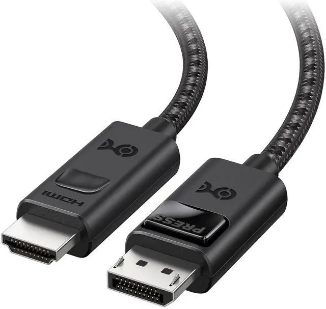 Main image of 8K DisplayPort 1.4 to HDMI 2.1 Cable - 6ft / 1.8m with 4K 240Hz / 8K 60Hz Unidirectional Display Port to HDMI 2.1 Cable Supports RTX4080 RX7900 Not Work with PS5 Black