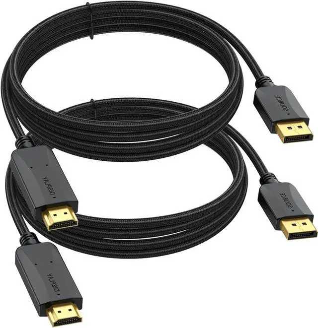 Main image of DisplayPort to HDMI Cable 10 feet 2-Pack Display Port DP to HDMI HDTV Cord Adapter Male to Male for Audio &Video