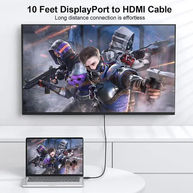 Alt view image 3 of 7 - DisplayPort to HDMI Cable 10 feet 2-Pack Display Port DP to HDMI HDTV Cord Adapter Male to Male for Audio &Video