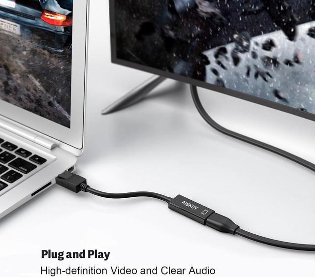 Alt view image 2 of 6 - Displayport to HDMI Adapter 4k Display Port (DP) Male to HDMI Female Converter Compatible for Desktop Computer   HP Surface iMac