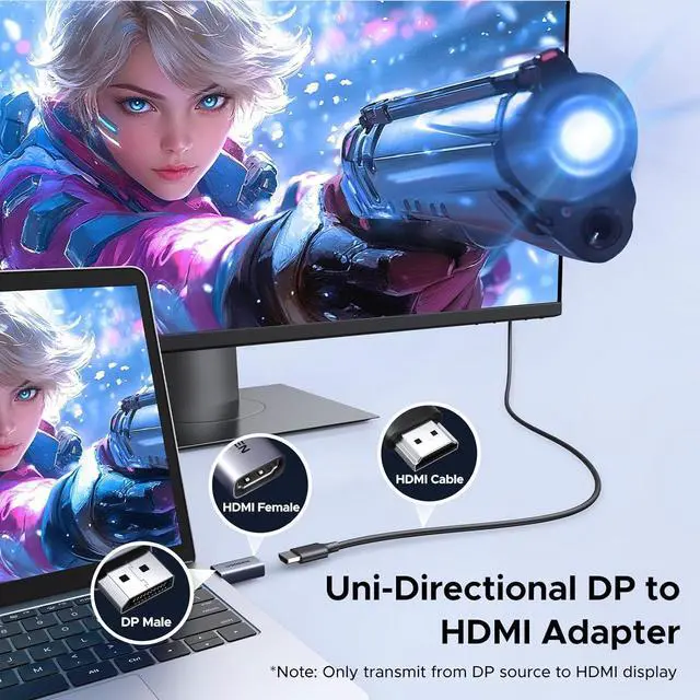 Alt view image 3 of 7 - 4K DisplayPort to HDMI 2-Pack Adapter Unidirectional Display Port 1.2 to HDMI 1.4 Male to Female Converter Aluminum Adapter Compatible with Desktop Laptop Monitor HDTV AMD NVIDIA