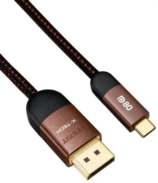 Alt view image 7 of 7 - X-Tech 80Gbps 16K Bi-Directional Certified USB-C to Displayport 2.1 Cable, DP2.1 DP80 (3ft/1m)