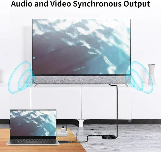 Alt view image 6 of 7 - HDMI to DisplayPort Adapter Cable Unidirectional 4K HDMI Source (Input) to Display Port (Output) Monitor Video Cable HDMIDP Cord Braided Male/Male USB Powered