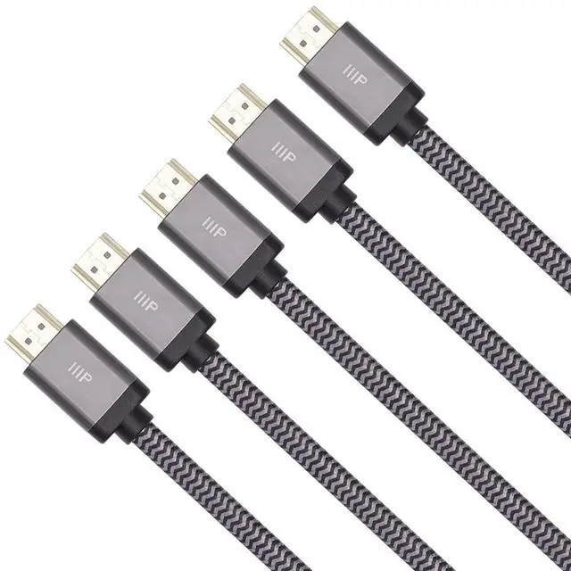 Alt view image 2 of 4 - 8K Certified Ultra High Speed HDMI Cable - Braided - HDMI 2.1 8K@60Hz 4K@120Hz 48Gbps HDR VRR CL2 In-Wall Rated 10ft Black
