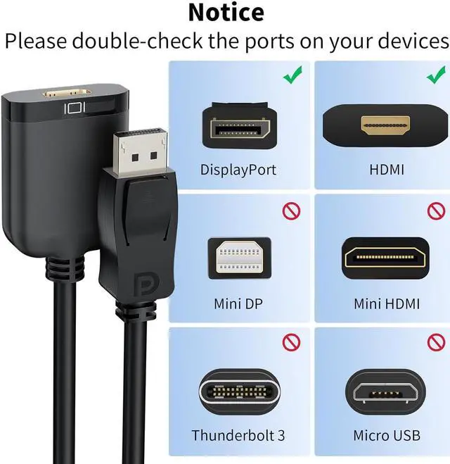 Alt view image 7 of 7 - Displayport to HDMI Active Adapter Cable 4K DP 1.4 to HDMI 2.0 Monitor Uni-Directional Converter Male to Female Black Compatible for HP AMD NVIDIA   Desktop TV and More
