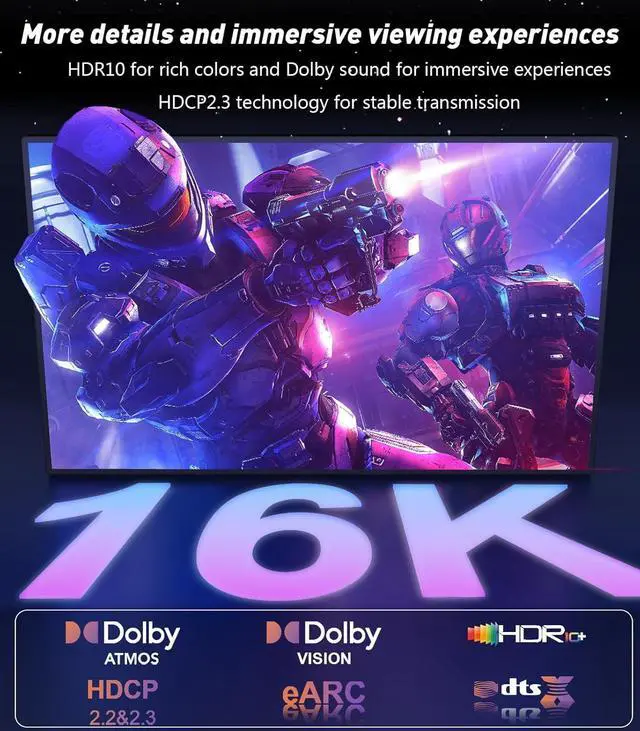 Alt view image 4 of 7 - 16K DisplayPort Cable 3FT [16K/8K 4K@240Hz 165Hz 144Hz 2K@240Hz] DP 2.1 Cord 48Gbps HDR10 HDCP DSC Display Port Cable for FreeSync G-Sync Gaming Monitor 4090/7900 Graphics Card PC