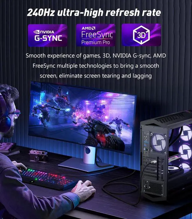 Alt view image 6 of 7 - 16K DisplayPort Cable 3FT [16K/8K 4K@240Hz 165Hz 144Hz 2K@240Hz] DP 2.1 Cord 48Gbps HDR10 HDCP DSC Display Port Cable for FreeSync G-Sync Gaming Monitor 4090/7900 Graphics Card PC