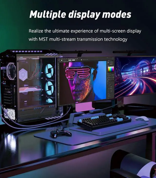 Alt view image 7 of 7 - 16K DisplayPort Cable 3FT [16K/8K 4K@240Hz 165Hz 144Hz 2K@240Hz] DP 2.1 Cord 48Gbps HDR10 HDCP DSC Display Port Cable for FreeSync G-Sync Gaming Monitor 4090/7900 Graphics Card PC
