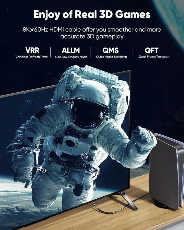 Alt view image 5 of 7 - Long HDMI Cable 15 FT 4K 8K 10K HDMI 2.1 Cord Ultra High Speed [in-Wall CL3 Rated 8K@60Hz 4K@120Hz Video 48Gbps] Fit Durable Flexible eARC HDCP Compatible for Ethernet SoundBar