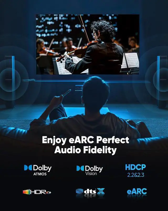 Alt view image 6 of 7 - Long HDMI Cable 15 FT 4K 8K 10K HDMI 2.1 Cord Ultra High Speed [in-Wall CL3 Rated 8K@60Hz 4K@120Hz Video 48Gbps] Fit Durable Flexible eARC HDCP Compatible for Ethernet SoundBar