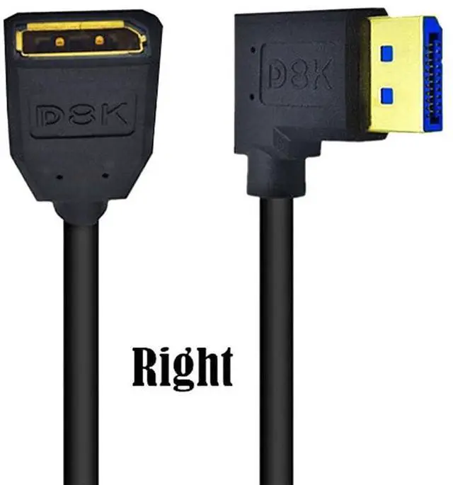 Alt view image 2 of 4 - 5.9 Inch DisplayPort 8K Extension Cable 90 Degree Right Angle DP 1.4 Version Male to DP 1.4 Version Female Adapter Extender Cable Support 8K@60Hz & 4K@ 144Hz