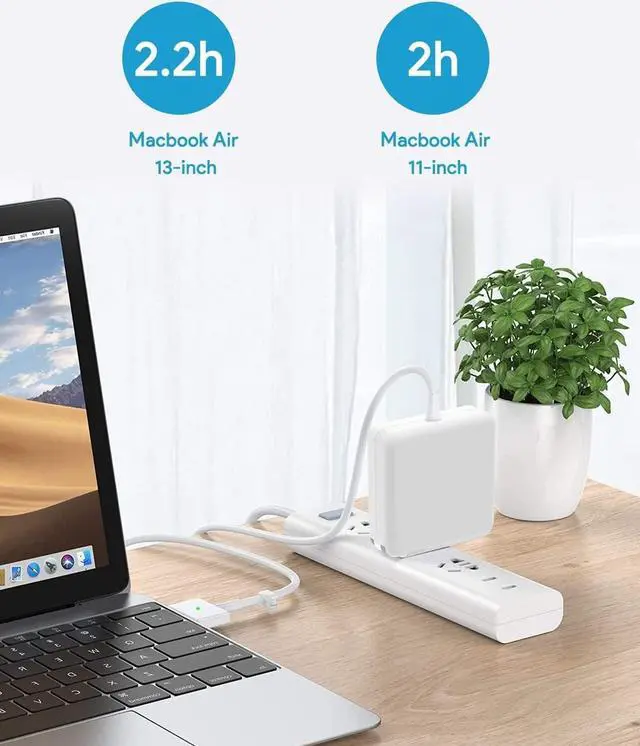 Alt view image 6 of 6 - Mac Book Air Charger 45W Magnetic Mag2 T-Tip Laptop Charger Suitable for Mac Book Air 11 inch and 13 inch After Mid 2012(Applicable to 2012-2017)