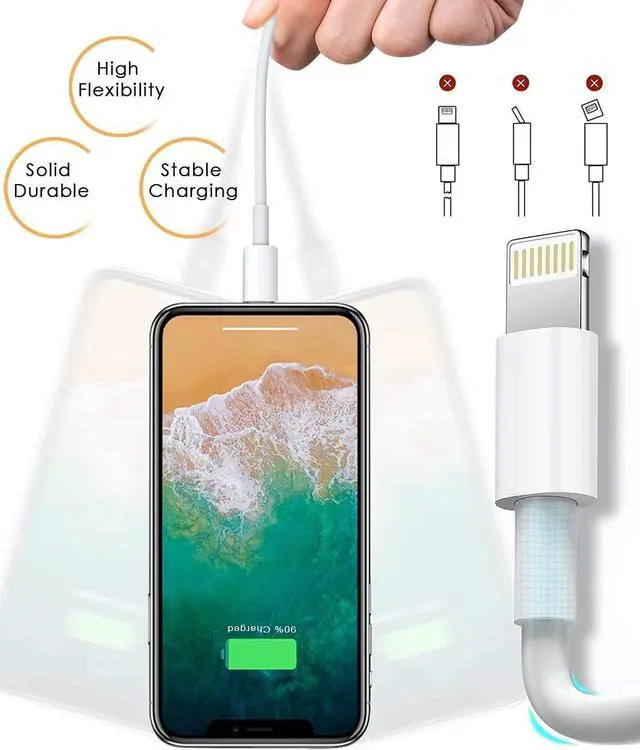 Alt view image 4 of 7 - 4 Pack [Apple MFi Certified] Apple Charging Cables 6ft iPhone Chargers Lightning Fast iPhone Charging Cord for iPhone 12/11/11Pro/11Max/ X/XS/XR/XS Max/8/7 ipad(White)