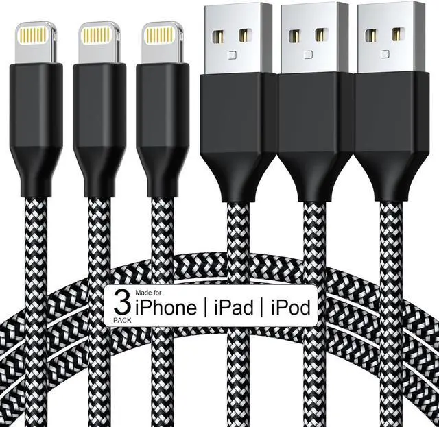 Main image of 3Pack Car iPhone Charger Cable 10FT MFi Certified Lightning Cable Nylon Braided Fast Charging Cord Compatible for iPhone 14 13 12 11 Pro Max XR XS X 8 7 6 Plus SE iPad for Car Charging Cable