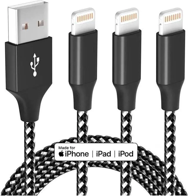 Main image of iPhone Charger Fast Charging Cord 3 Pack 10 FT Apple MFi Certified Lightning Cable Nylon Braided iPhone Charger Cord Compatible with iPhone 13 12 11 Pro Max XR XS X 8 7 6 Plus SE iPad and More