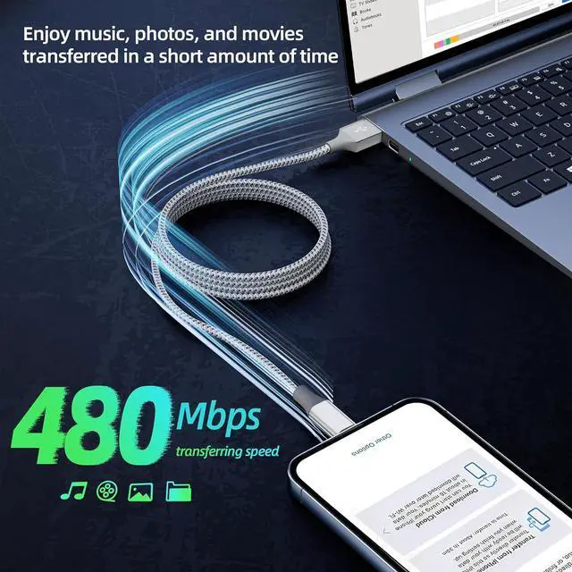 Alt view image 3 of 7 - iPhone Charger 3pack 10FT Apple MFi Certified Long Lightning Cable Fast Charging High Speed Data Sync USB Cable Compatible iPhone 14 13/12/11 Pro Max/XS MAX/XR/XS/X/8/7/Plus/6S (Grey White)