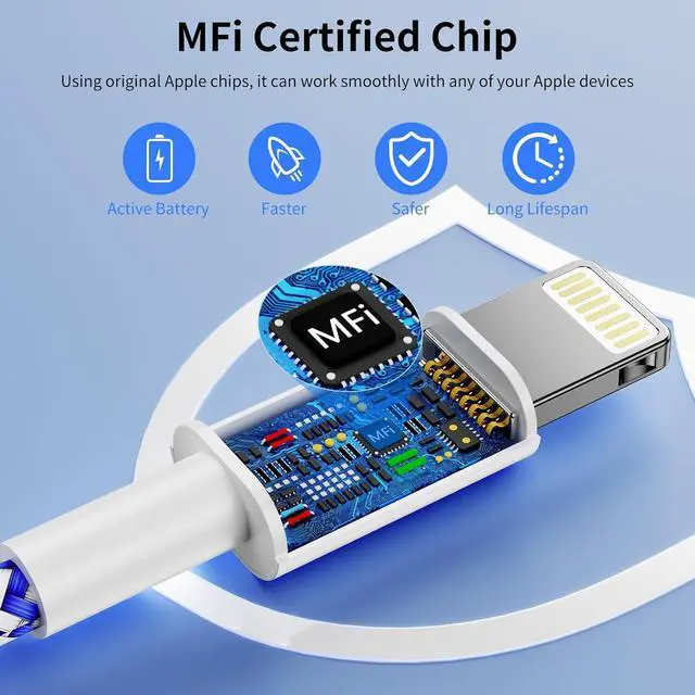 Alt view image 4 of 7 - iPhone Charger 6Pack(3/3/6/6/6/10FT) Apple MFi Certified Fast Charging Lightning Cable iPhone Charger Cord Nylon Braided for iPhone 14 13/12/11 Pro Max/XS MAX/XR/XS/X/8/7/Plus/6S iPad and More