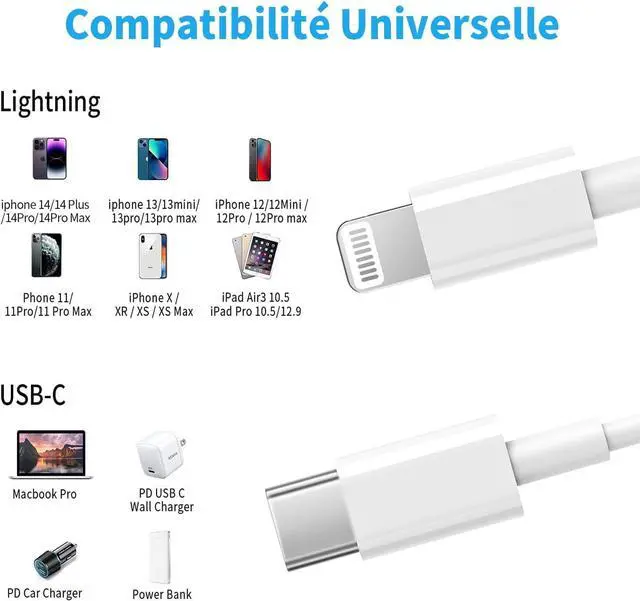 Alt view image 6 of 7 - USB C to Lightning Cable 3 Pack 6FT iPhone Charger  MFi Certified Power Delivery Fast Charging Cord Compatible with iPhone 14/13/12/11/XS/XR/X/8