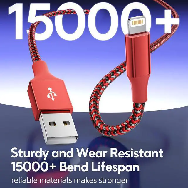 Alt view image 5 of 7 - iPhone Charger Cord 3Pack 10FT Apple MFi Certified Nylon Braided Fast Charging Lightning Cable Compatible with iPhone 14/13/12/11 Pro/11/XS MAX/XR and More
