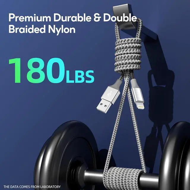 Alt view image 6 of 7 - iPhone Charger Cord 3Pack 10FT Apple MFi Certified Nylon Braided Fast Charging Lightning Cable Compatible with iPhone 14/13/12/11 Pro/11/XS MAX/XR and More