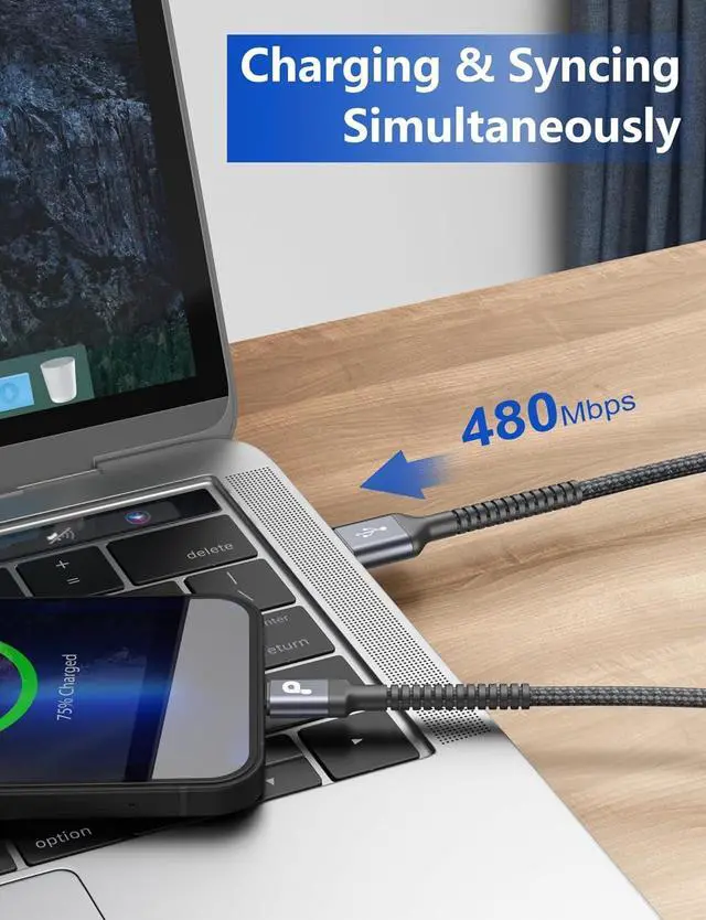 Alt view image 4 of 7 - Lightning Cable 3ft 2Pack [Apple MFi Certified] iPhone Charger Cable Nylon Braided Charging Cord Compatible with iPhone 14/13 / 12/11 / Pro Max/X/Xs Max/Xr /8 Plus/ 7 Plus/ 6S Plus / 6 Plus/iPad