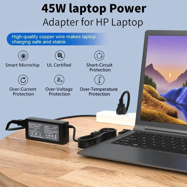 Alt view image 5 of 6 - 45W 19.5V 2.31A for HP Laptop Charger Blue Tip HP Pavilion x360 Charger 11 13 15 Envy X360 13 15 Zbook 14u G4 G5 15u 15 G3 Stream 11 13 14 HP Model 15 Laptop Charger AC Adapter with Power Cord