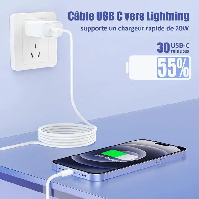 Alt view image 2 of 7 - 90 Degree USB C to Lightning 10FT iPhone Charger [ MFi Certified] 3Pack Fast Charging Cables Cord 10 Foot Right Angle Nylon Braided USB C Lightning Cable for iPhone 14/13/12/11/Pro Max/Plus/8/7