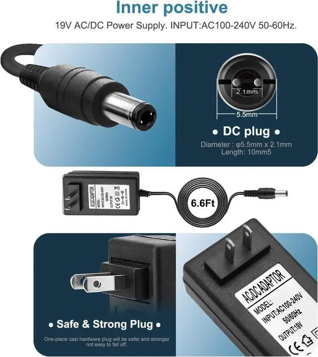 Alt view image 4 of 7 - 12 Volt Power Supply 5 Amp AC Adapter 100~240V 50-60hz 12V 5A Power Cord 12V Transformer AC to DC Converter 6.2FT with 14 Tips for LED Light CCTV Security Camera Speaker Monitor Screen Router