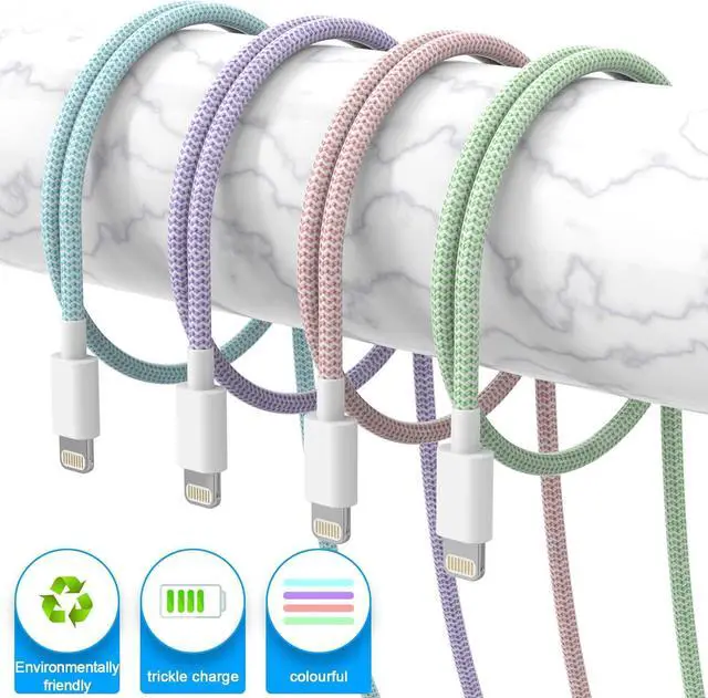 Alt view image 3 of 7 - 6Pack [MFi Certified] for iPhone Charger 3/3/6/6/6/9 FT Long Lightning Cable Fast USB Charging High Speed Data Cord Compatible iPhone 14 13 12 11 Pro Max XR XS X 8 7 6 Plus SE - Pastel Cute Colors