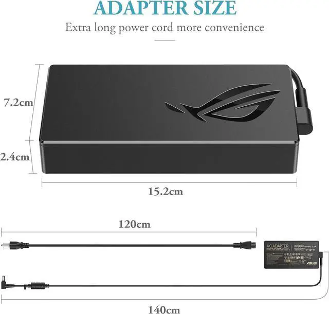 Alt view image 3 of 6 - New 180W Zephyrus Charger Fit for ASUS ROG Zephyrus G14 GA401 G15 GA502, ASUS ADP-180TB H 20V 9A AC Adapter, ASUS TUF Gaming Laptop Charger F15 F17 FX505D FX505G Laptop Power Supply Charger