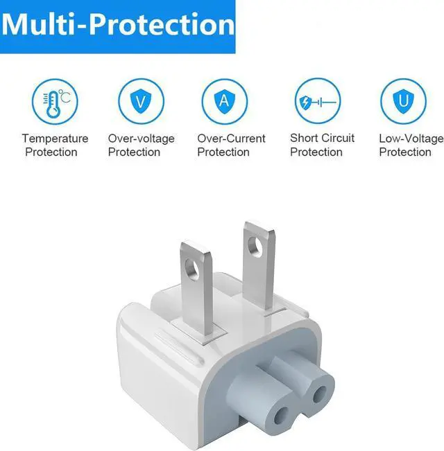 Alt view image 4 of 5 - Mac Duckhead AC Power Adapter Wall Folding Plug US Charger Adapter Standard Plugs Converter Duck Head Replace for A-pple MacBook/Mac iBook/iPhone/Ipad/iPod etc (2 Packs)