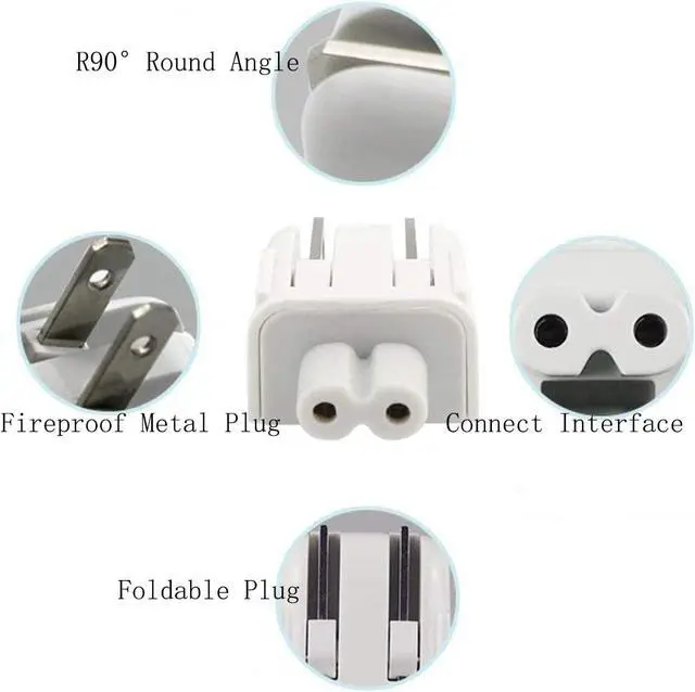 Alt view image 5 of 5 - Mac Duckhead AC Power Adapter Wall Folding Plug US Charger Adapter Standard Plugs Converter Duck Head Replace for A-pple MacBook/Mac iBook/iPhone/Ipad/iPod etc (2 Packs)