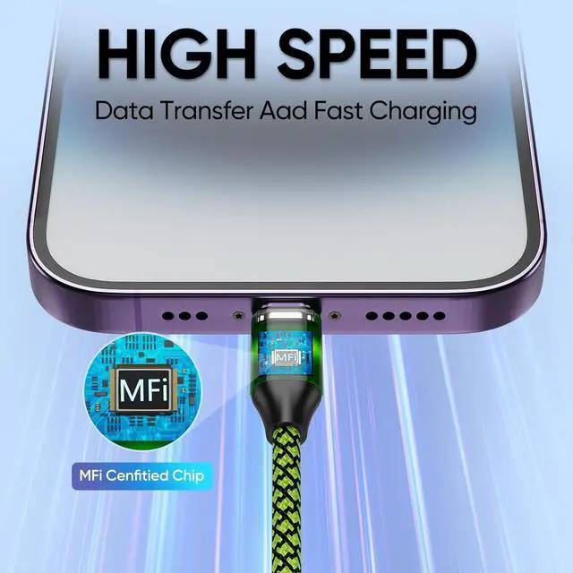 Alt view image 3 of 7 - iPhone Charger 5 Pack 10 ft USB Lightning Cable  Mfi Certified Cable Fast Charging Cord Nylon Braided Compatible with iPhone 14 13 12 11 XS XR X Pro Max 8 7 6 6S 6 Plus Mini 5S SE Plus iPad