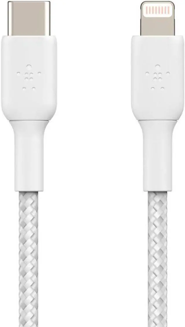 Alt view image 4 of 5 - BoostCharge Nylon Braided USB C to Lightning Cable 6.6ft/2M - MFi Certified 18W Power Delivery iPhone Charger Cord -  Charger USB C Cable - Fast Charging for iPhone 14 iPhone 13 - White