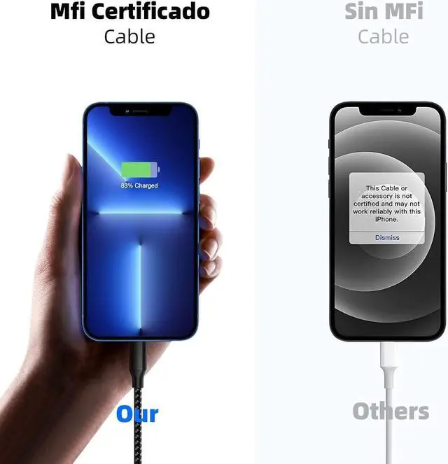 Alt view image 2 of 7 - iPhone Charger 3 Pack 10 FT iPhone Charger Fast Charging Cord Apple MFi Certified Lightning Cable Nylon Braided Compatible with iPhone 14 13 12 11 Pro Max XR XS X 8 7 6 Plus SE iPad and More