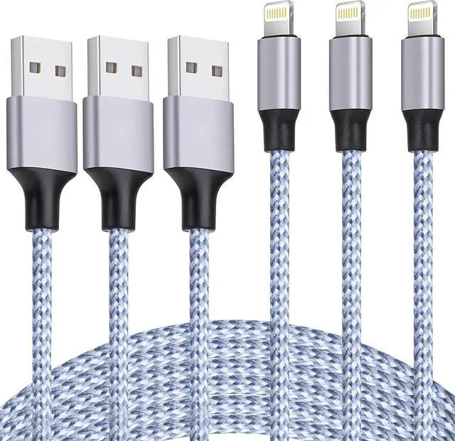 Main image of iPhone Charger 3pack 6ft MFi Certified Best New Nylon Braided Lightning Cable Cell Phone Fast Charger Cord Compatible with iPhone14/13/12/11Pro Max/XS/XR/X/8/7/6/5/SE/iPad More