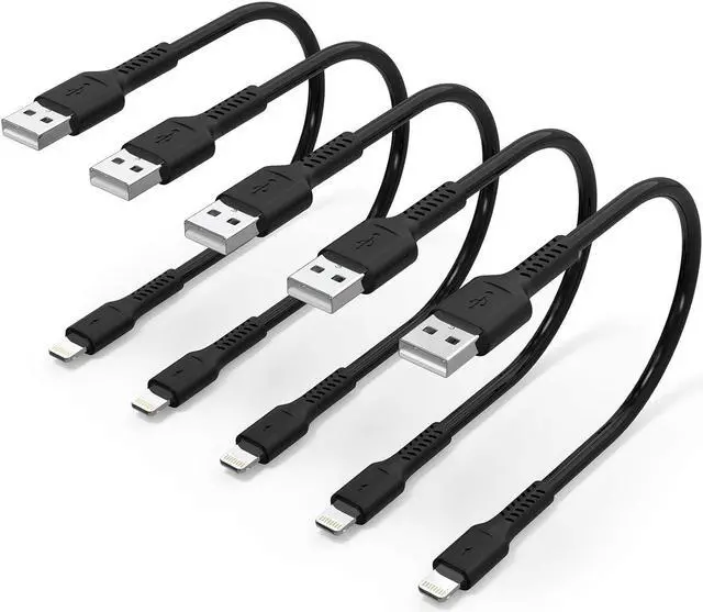 Main image of 1ft iPhone Charge Cable Short 5Pack USB to Lightning Cord for Fast Charging Stations 1 Foot Compatible with Apple iPhone 12 11 Pro Max Xs 8 7 6 5 Plus iPad Air/Mini