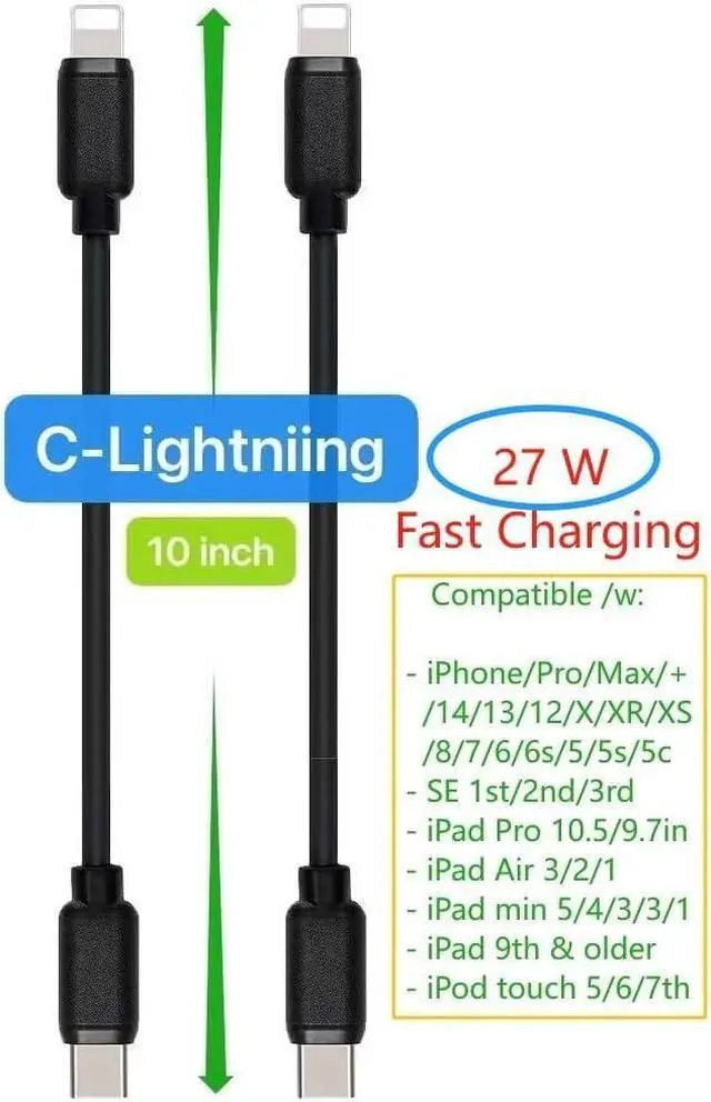 Alt view image 3 of 6 - 10-Pack Multi Short USB Cables & TypeC-C Cables for Charging Stations Compatible/w iPhone16 &15 iPhone5-14/ iPads/iPad Mini/iPad Pros/ Moblies & Tablets/Pixel & Nexus/HTC/Sony(Black)