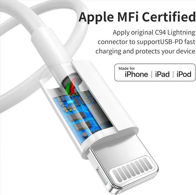 Alt view image 2 of 7 - 2ft USB C to Lightning Cable 3Pack Short USB C iPhone Charger Cord Nylon Braided 2 Feet Type C to Lightning Cable Fast Charging for iPhone 14 13 12 11 Pro Max Mini XR XS SE iPad