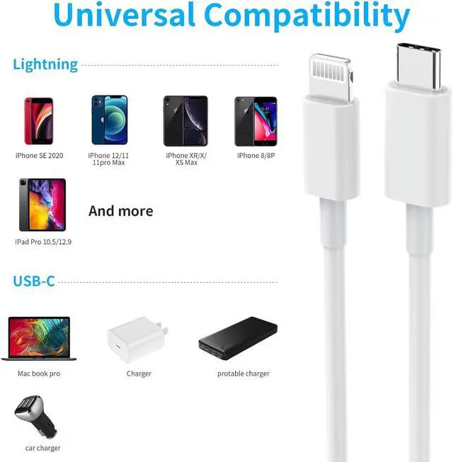 Alt view image 7 of 7 - 2ft USB C to Lightning Cable 3Pack Short USB C iPhone Charger Cord Nylon Braided 2 Feet Type C to Lightning Cable Fast Charging for iPhone 14 13 12 11 Pro Max Mini XR XS SE iPad