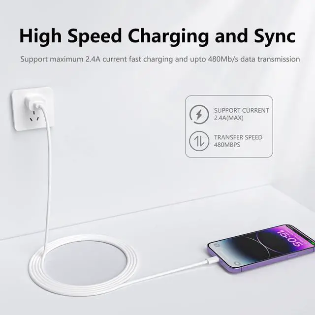 Alt view image 2 of 7 - iPhone Charger Cord [MFi Certified] 6ft 4Pack Original USB to Lightning Cable Fast Charging for iPhone 14/13/12/11 Pro/11/XS MAX/XR/8/7/6s Plus iPad Pro/Air/Mini iPod Touch -White